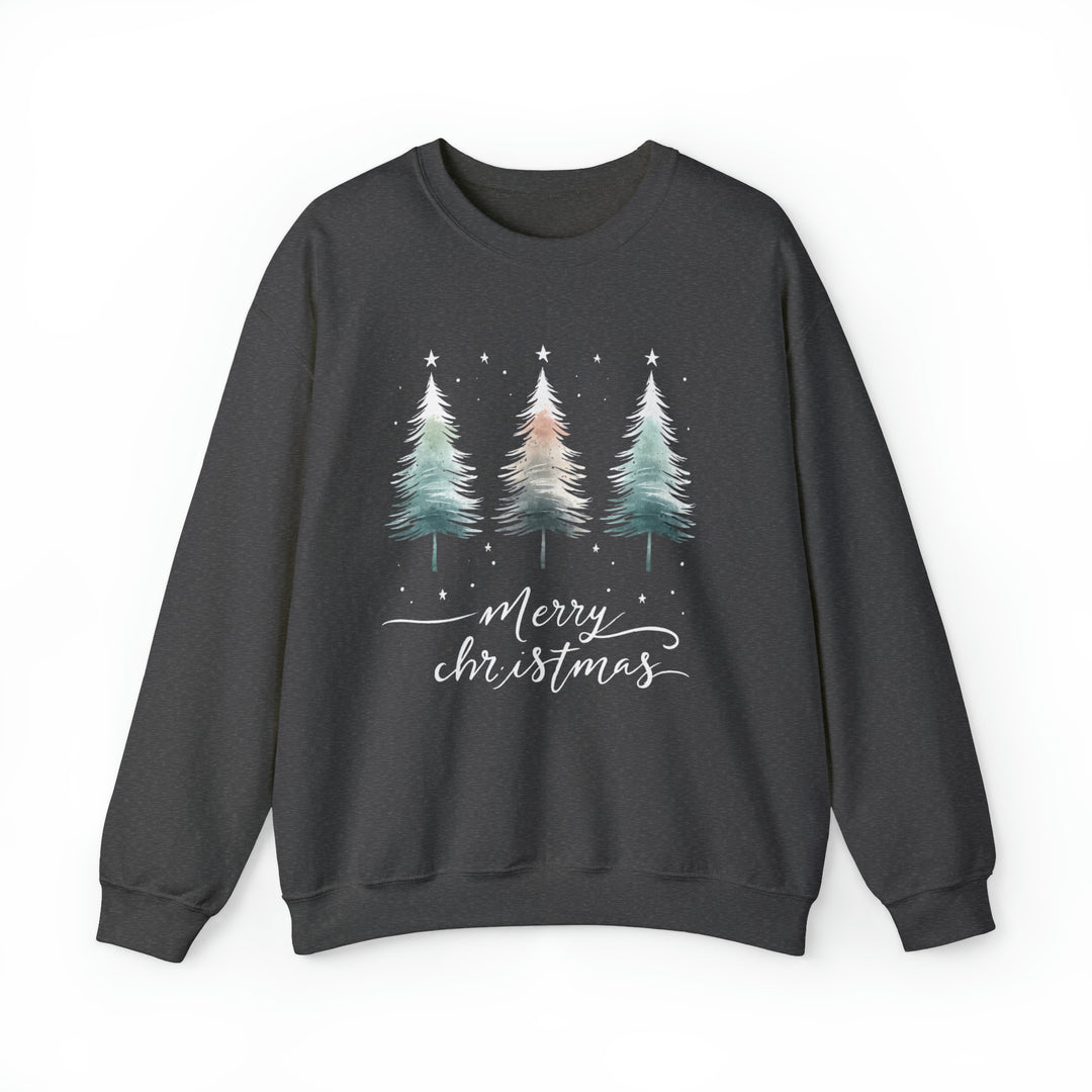 Starry Night Watercolor Christmas Trees Unisex Sweatshirt - Wave Fusions