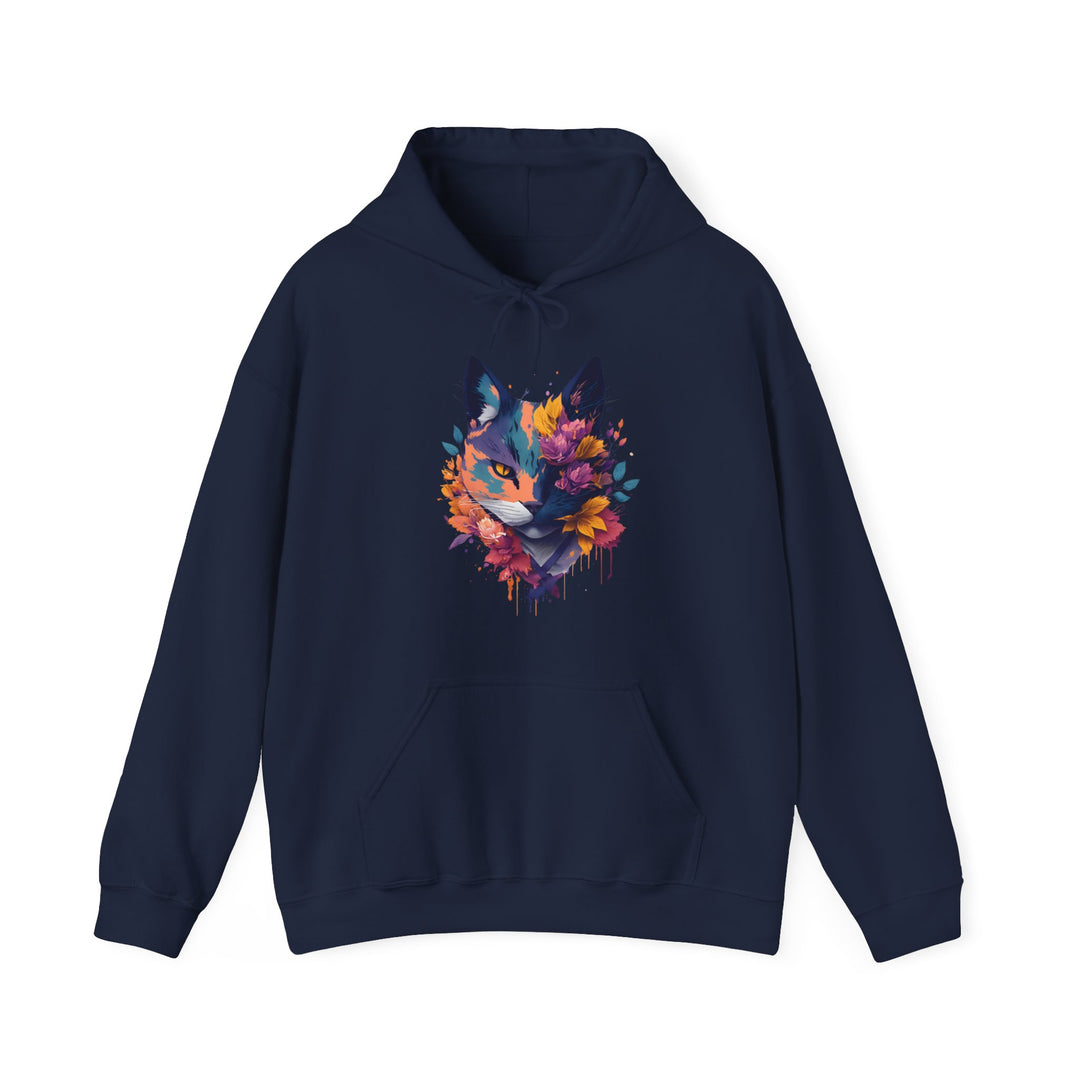 Floral Feline Grace Blossom Kitty Hoodie - Artistic Cat Flair