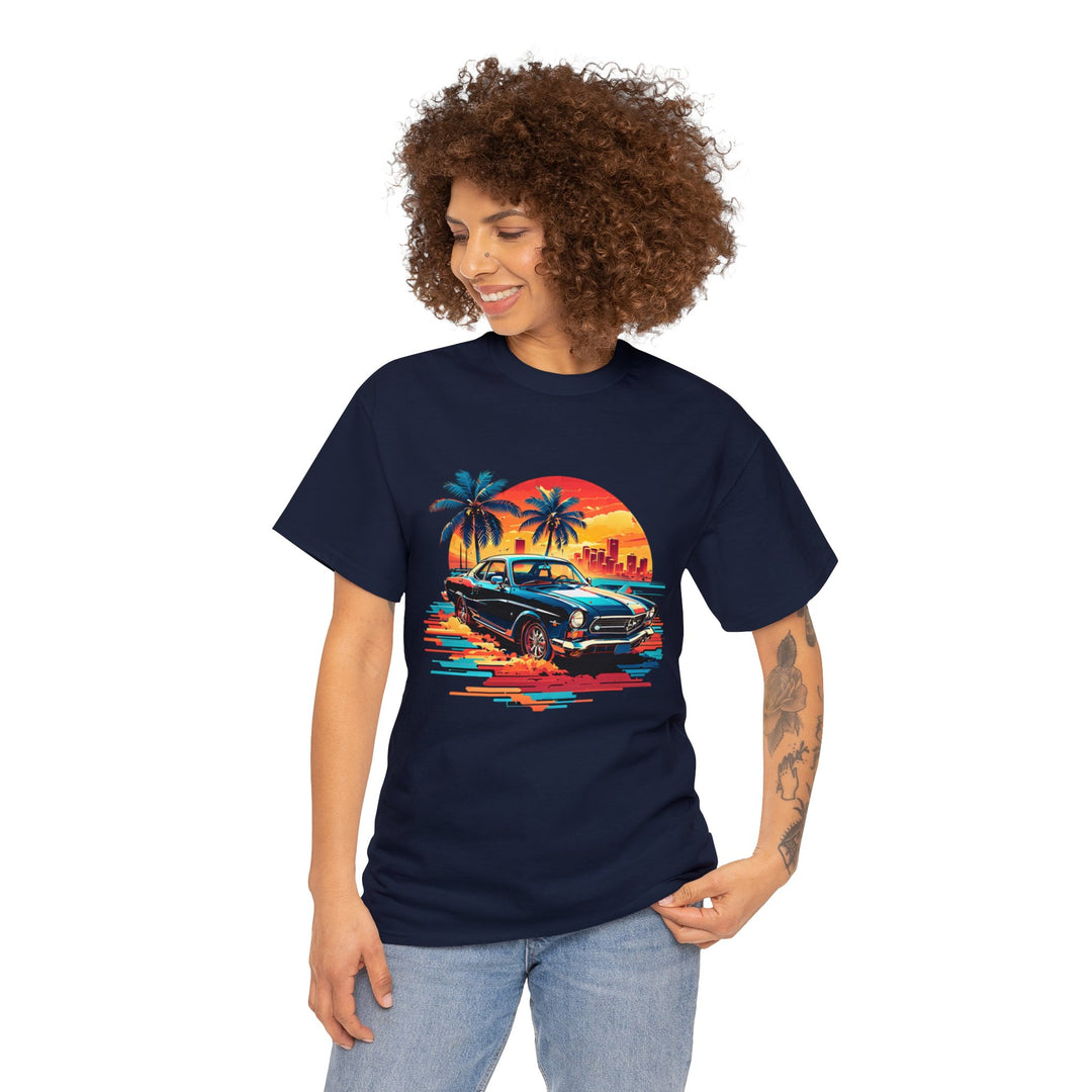 Classic Car Beach Sunset T-shirt   - Vintage City Fashion