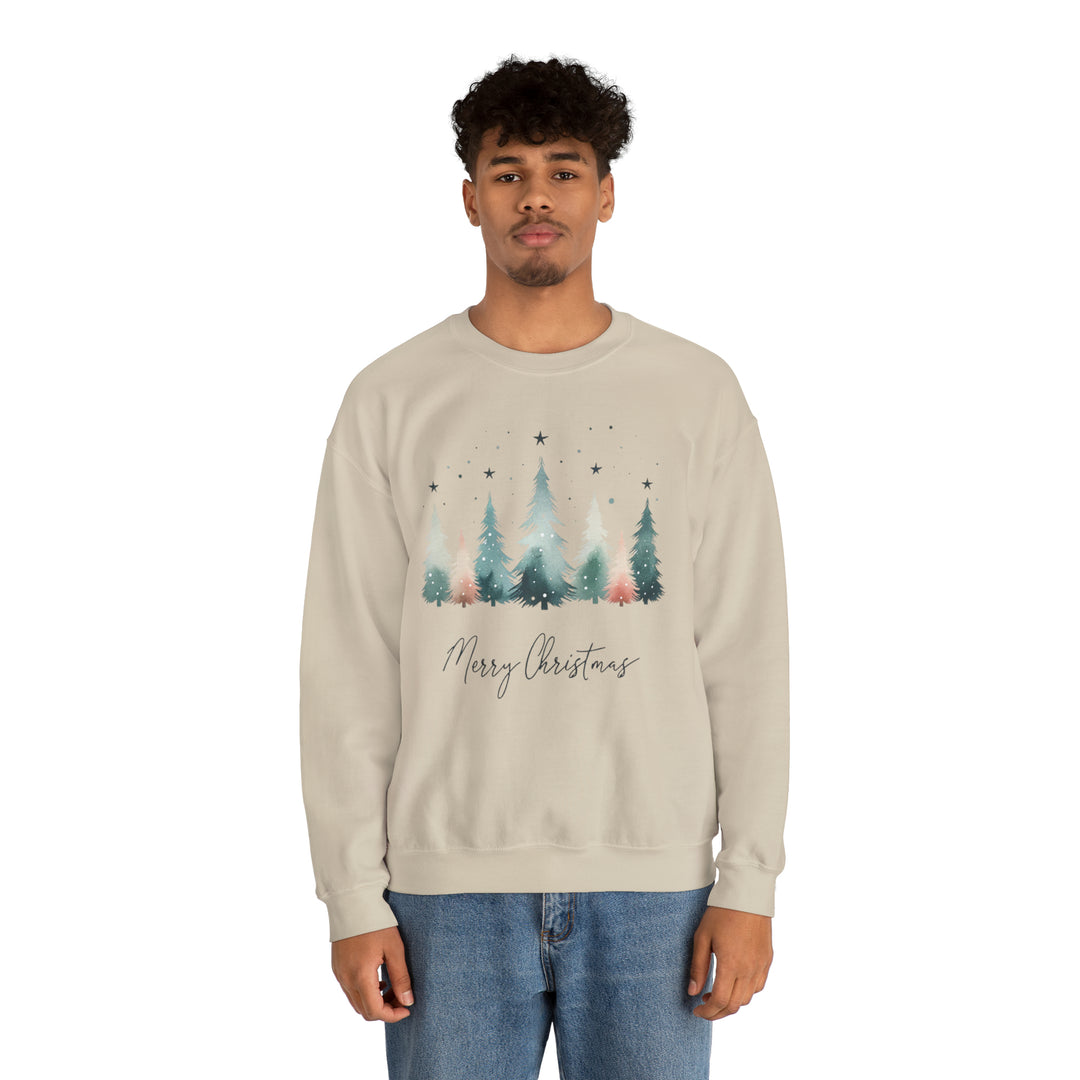 Stars & Snow Cute Christmas Trees Unisex Sweatshirt - Wave Fusions