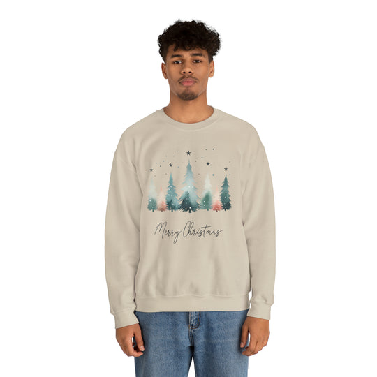 Stars & Snow Cute Christmas Trees Unisex Sweatshirt - Wave Fusions