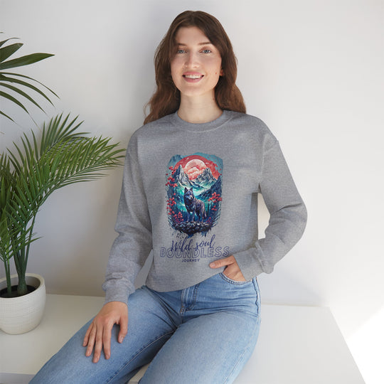 Wild Soul Endless Journey Sweatshirt - Mountain Wolf Spirit