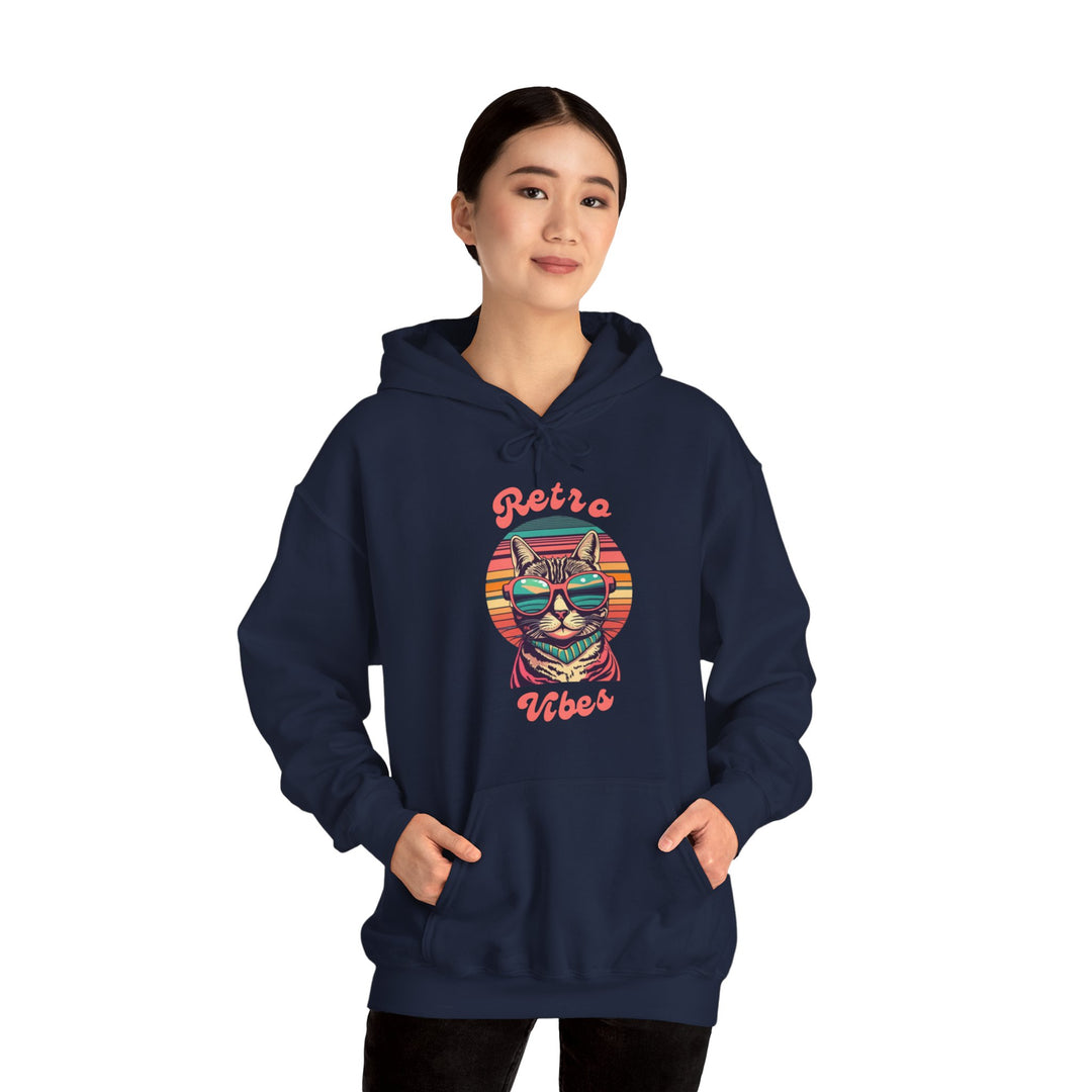 Cool Cat Retro Vibes Hoodie  - Retro Radiance Edition