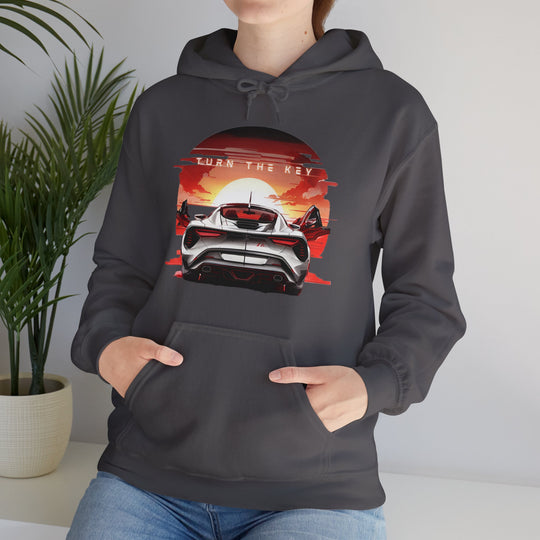 Turn the Key Redline Sunset Car Hoodie - Wave Fusions Thrill Seeker Collection