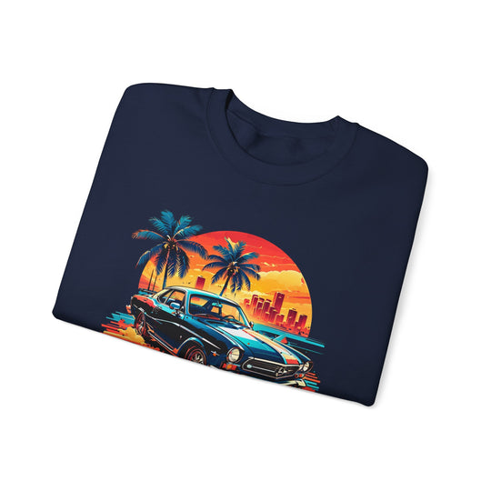 Classic Car Beach Sunset Sweatshirt - Vintage City Fashion