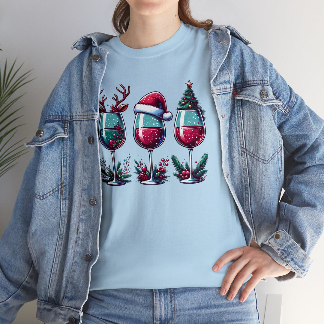 Wine Christmas Spirit Glasses Unisex T Shirt - Wave Fusions