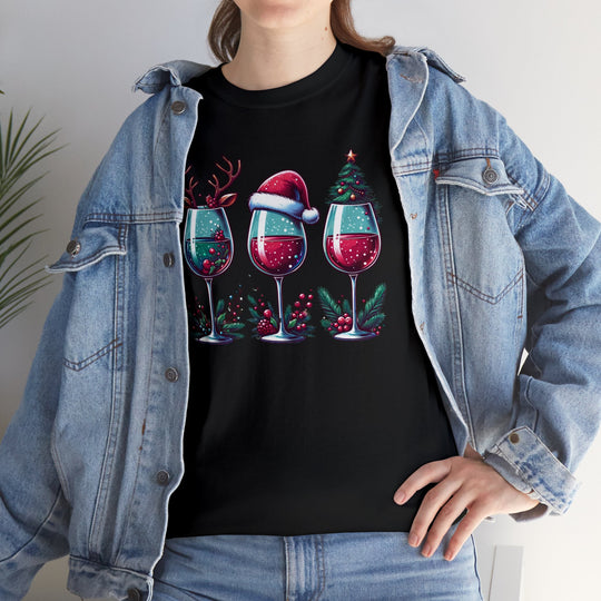 Wine Christmas Spirit Glasses Unisex T Shirt - Wave Fusions