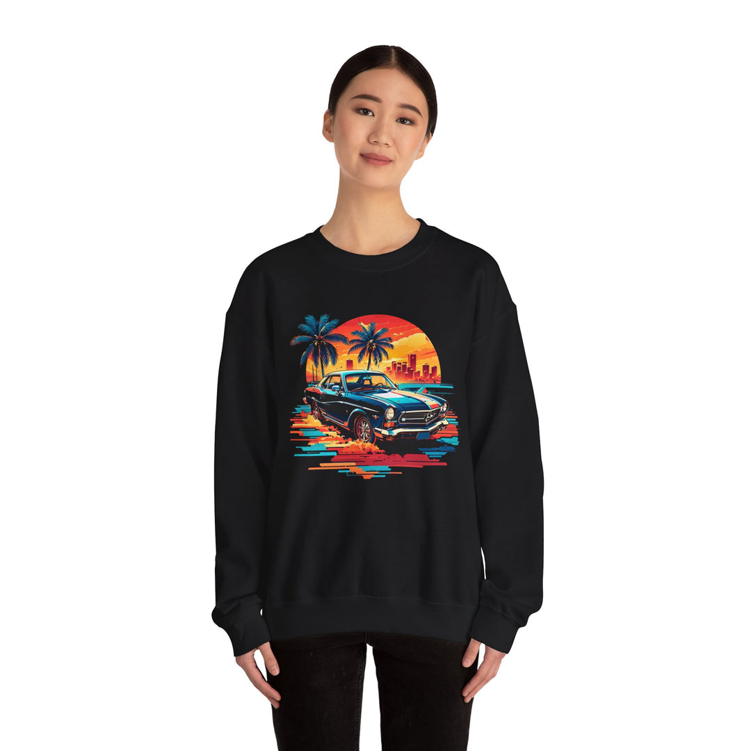 Classic Car Beach Sunset Sweatshirt - Vintage City Fashion