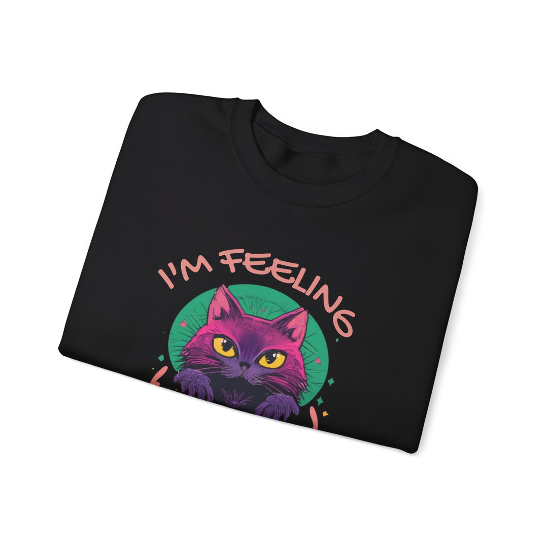 Feelin' Good Feline Sweatshirt - Vibrant Vibes Cat