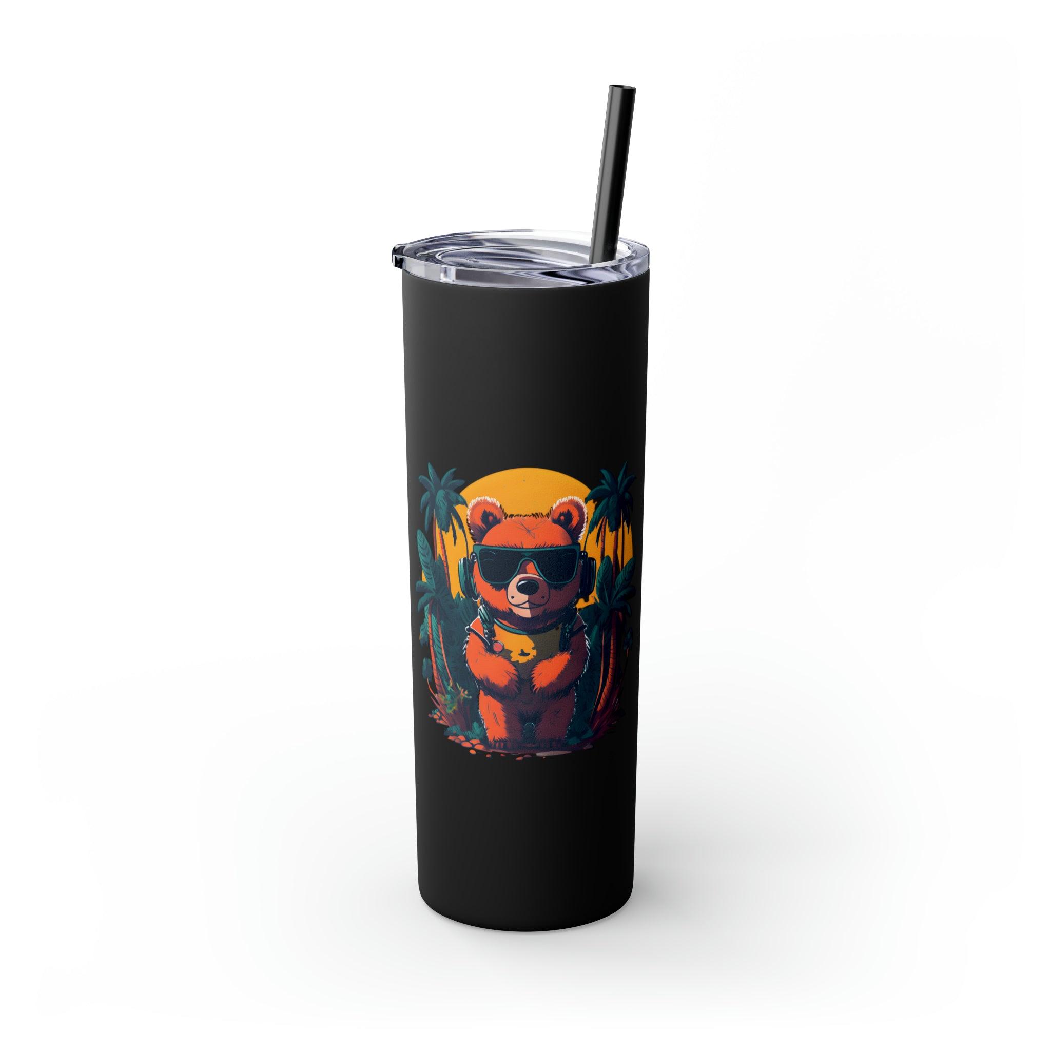 Brown Bear Skinny Tumbler with Straw, 20oz - Wave Fusions