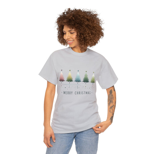 Pastel Forest Noel Christmas Trees Unisex T Shirt - Wave Fusions