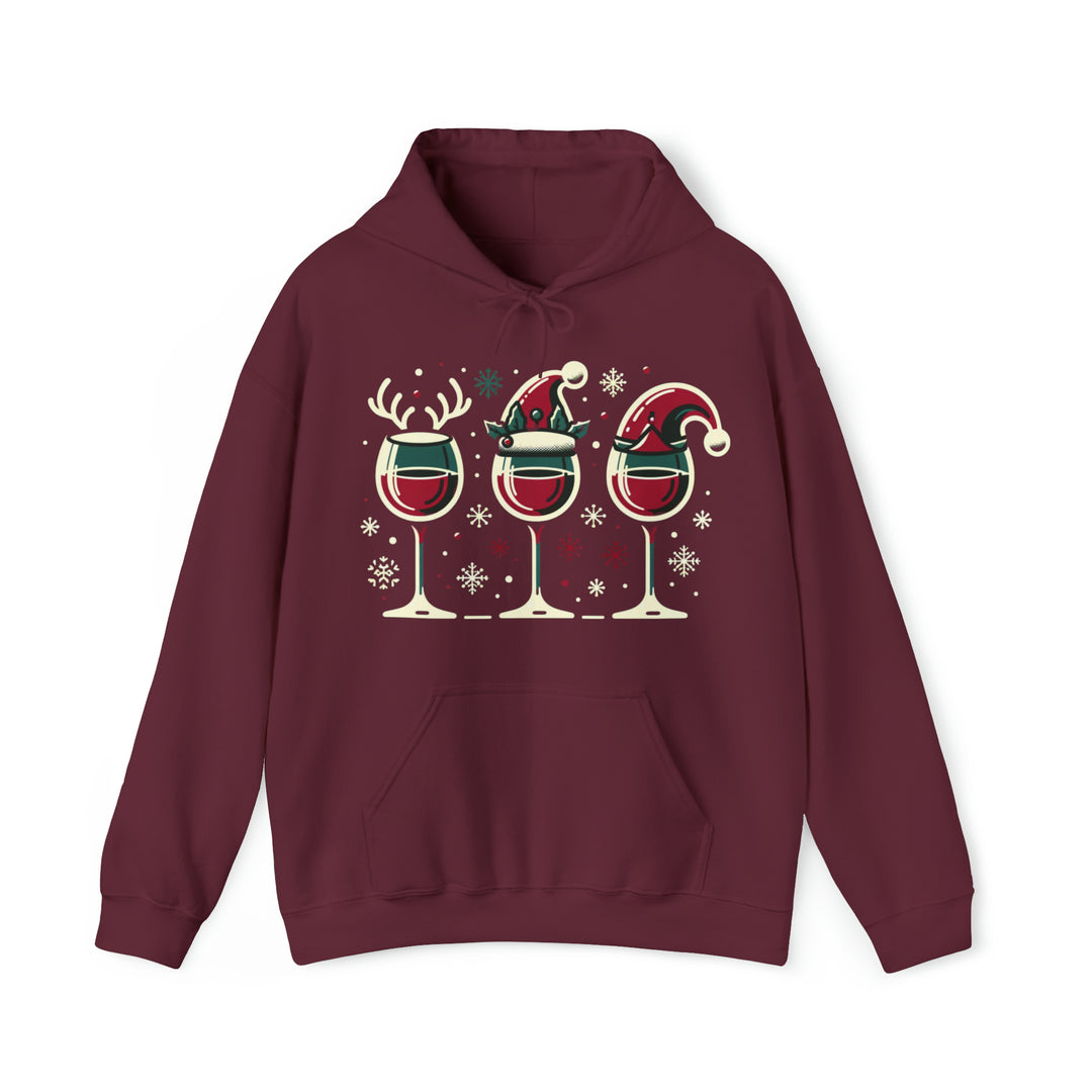 Holiday Cheer Wine Glasses Unisex Hoodie - Wave Fusions