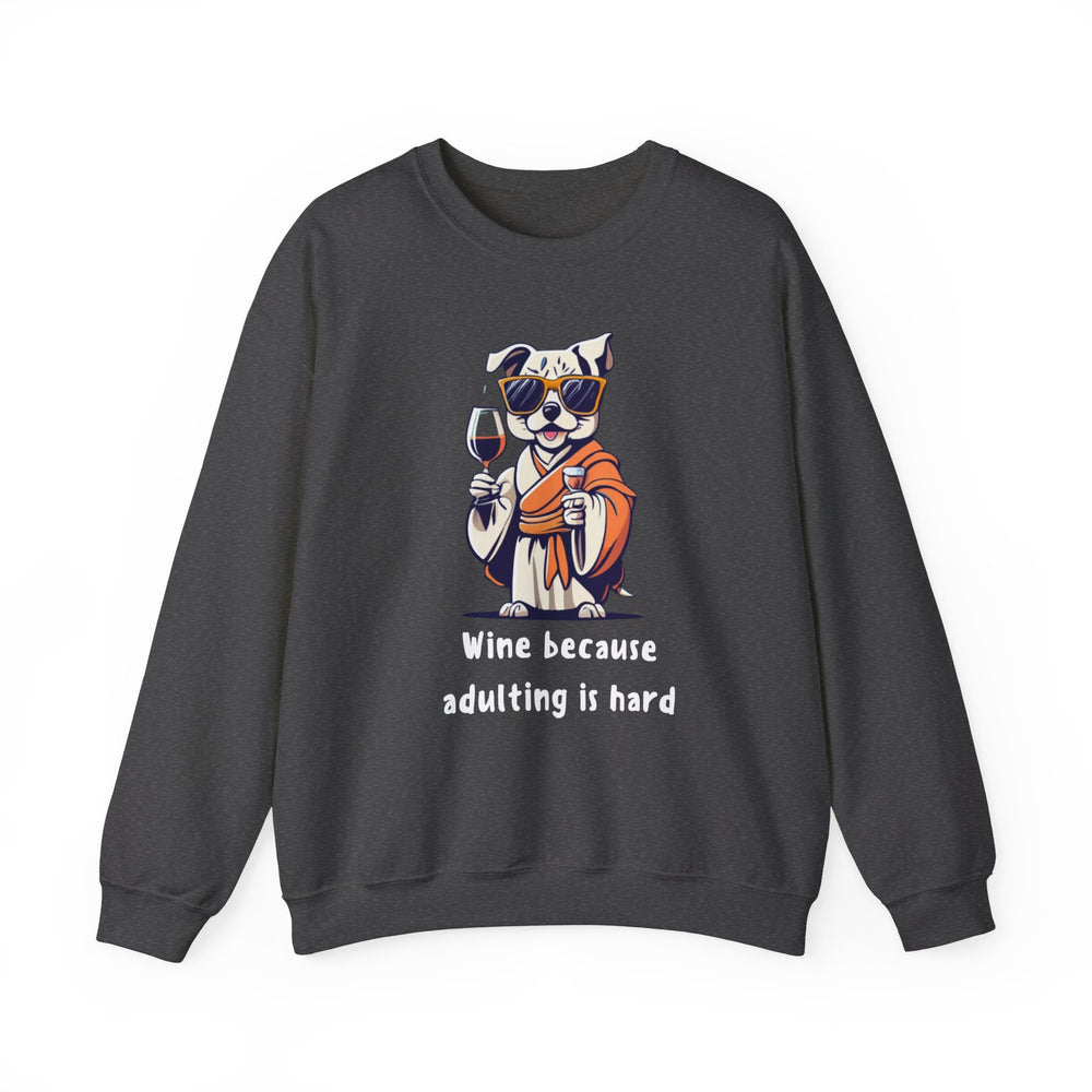 Wine Because Adulting Is Hard  Cat Sweatshirt - Relaxation Series