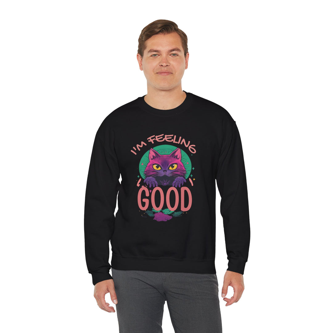 Feelin' Good Feline Sweatshirt - Vibrant Vibes Cat