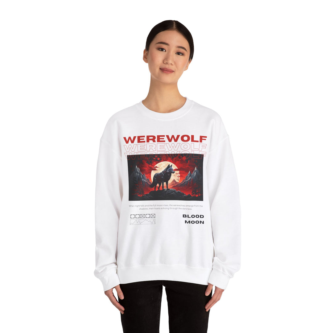 Blood Moon Werewolf Sweatshirt- Moonlit Mountain Lore