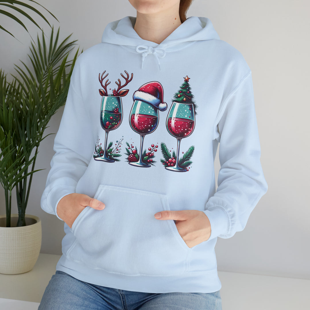 Wine Christmas Spirit Glasses Unisex Hoodie - Wave Fusions