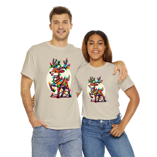 Reindeer Radiance Christmas Cheer Unisex T Shirt - Wave Fusions