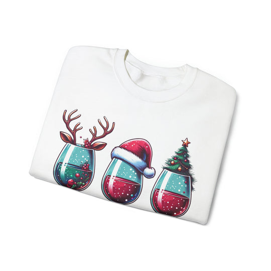 Wine Christmas Spirit Glasses Unisex Sweatshirt - Wave Fusions