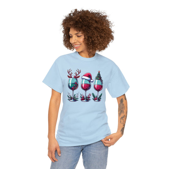 Wine Christmas Spirit Glasses Unisex T Shirt - Wave Fusions