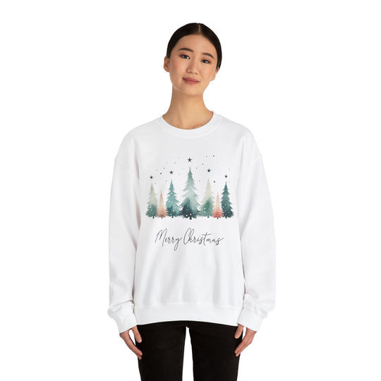 Stars & Snow Cute Christmas Trees Unisex Sweatshirt - Wave Fusions