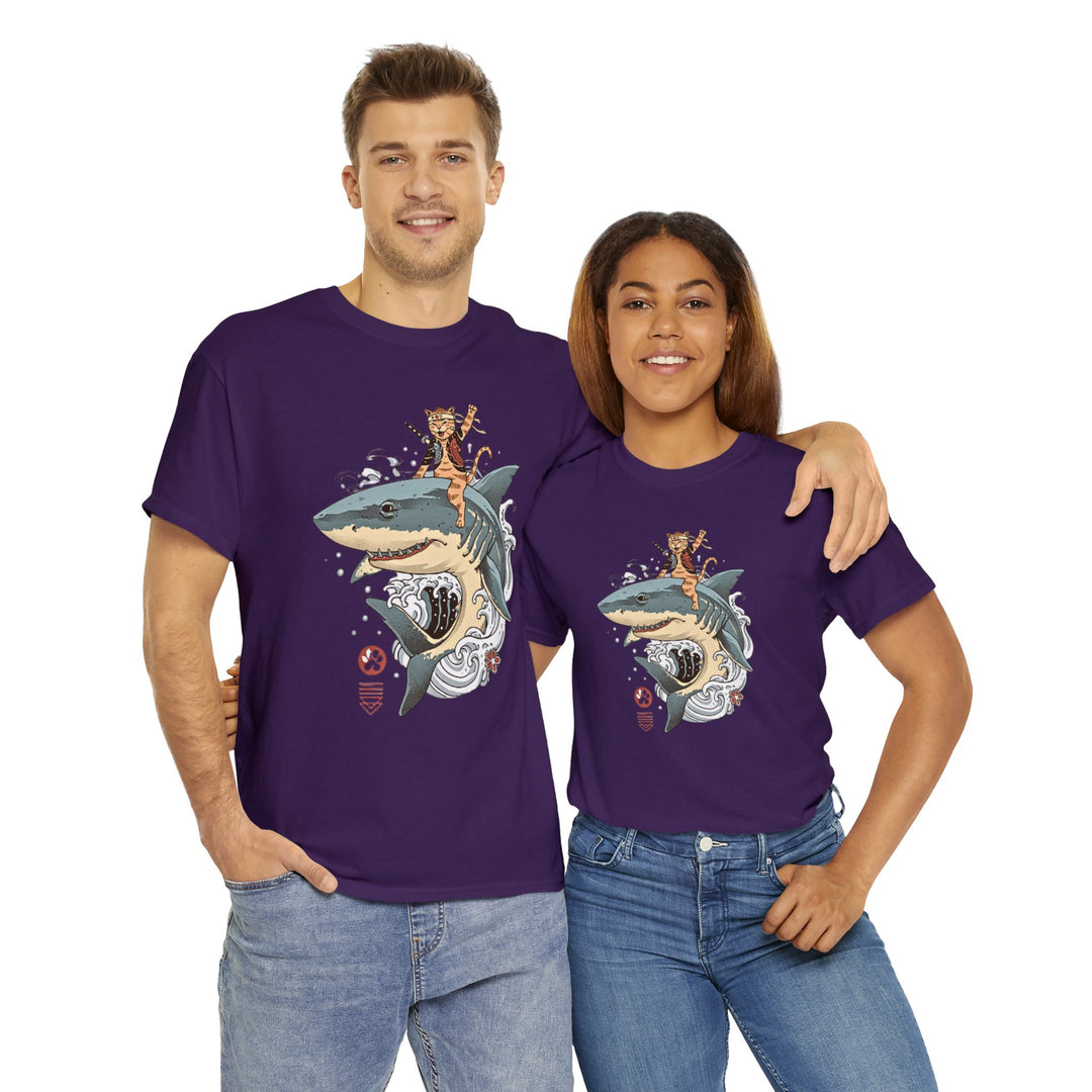 Shark Rider Cat T-Shirt - Aquatic Adventure Gear