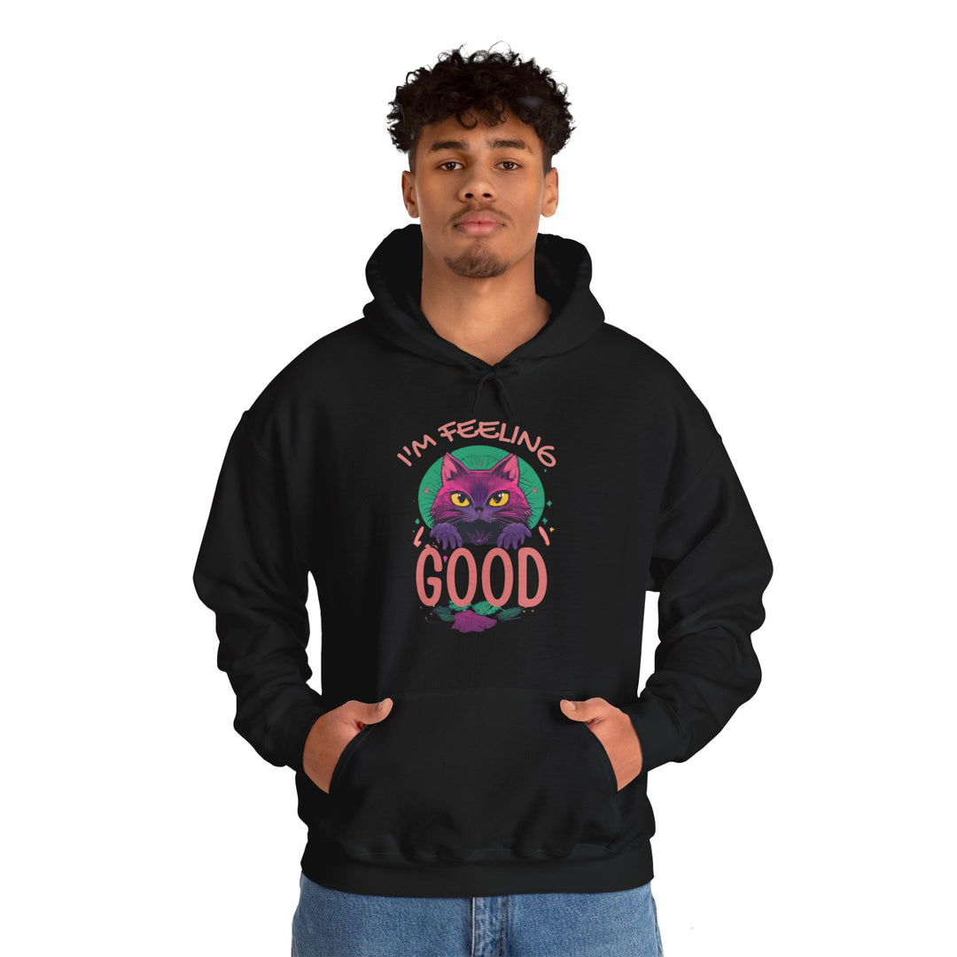 Feelin' Good Feline Hoodie - Vibrant Vibes Cat