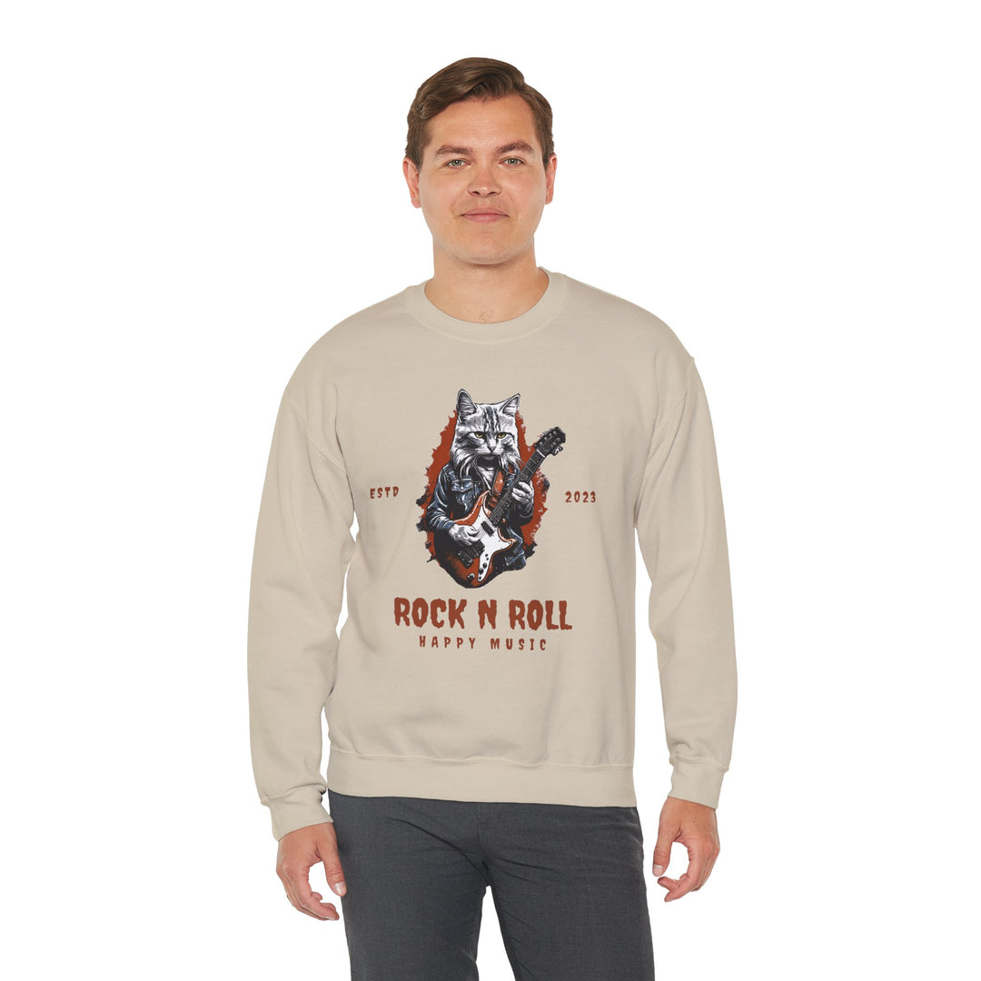 Rock N Roll Cat Guitarist Sweatshirt- Happy Tunes