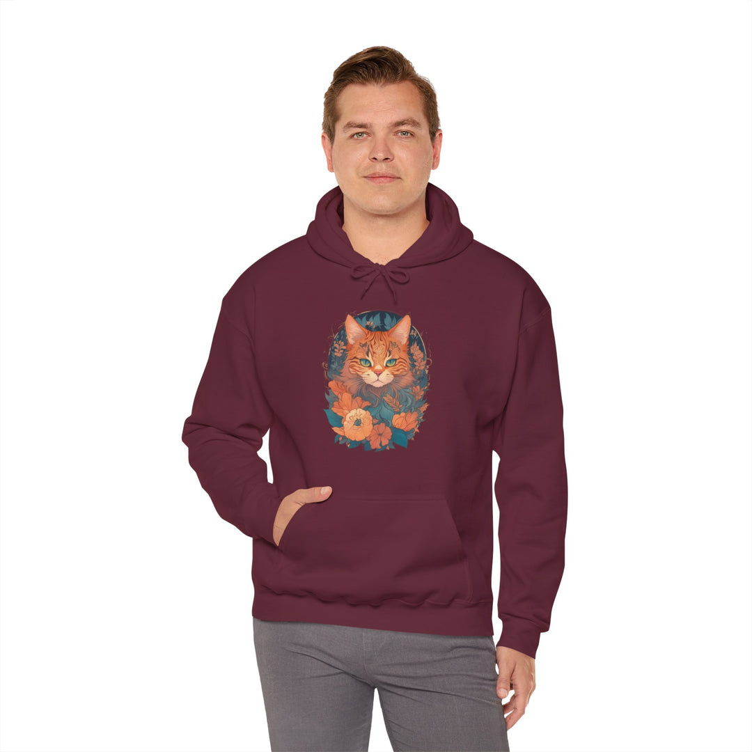 Garden Gaze Cat Petals and Paws Hoodie - Blooming Cat