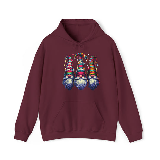 Festive Gnomes in Twinkling Hats Unisex Hoodie - Wave Fusions