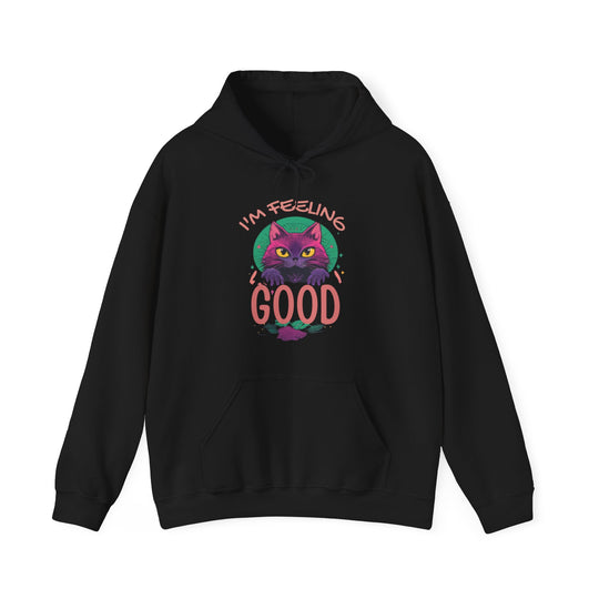 Feelin' Good Feline Hoodie - Vibrant Vibes Cat