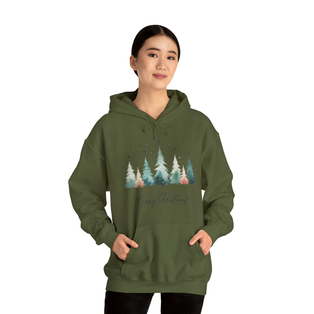 Star & Snow Cute Christmas Trees Unisex Hoodie - Wave Fusions