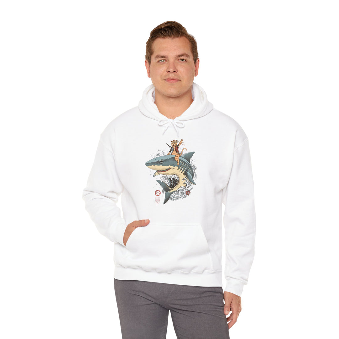 Shark Rider Cat Hoodie - Aquatic Adventure Gear