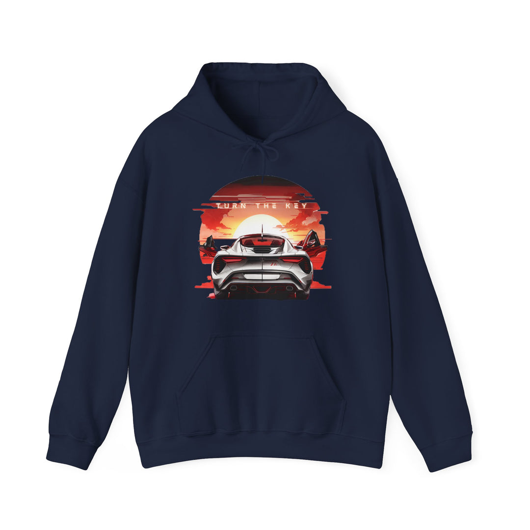 Turn the Key Redline Sunset Car Hoodie - Wave Fusions Thrill Seeker Collection