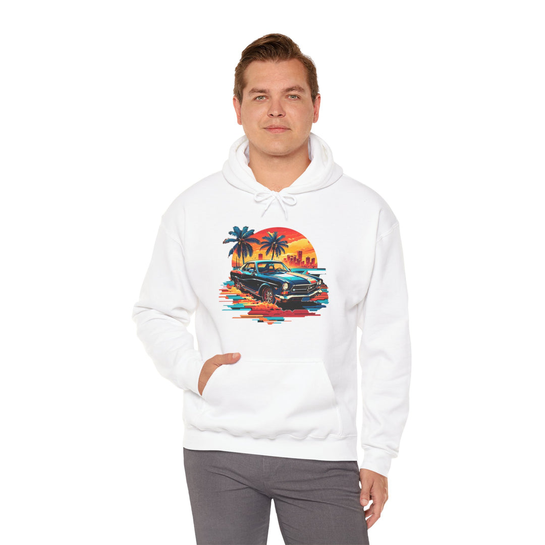 Classic Car Beach Sunset Hoodie - Vintage City Fashion