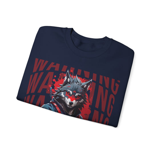 Warning! Warrior Wolf Sweatshirt - Majestic Wolf