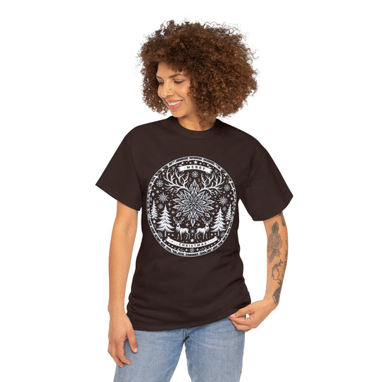 Snowflake Majesty Christmas Medallion Unisex T Shirt - Wave Fusions