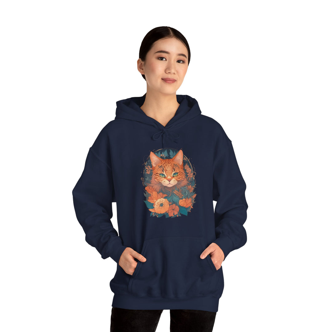 Garden Gaze Cat Petals and Paws Hoodie - Blooming Cat