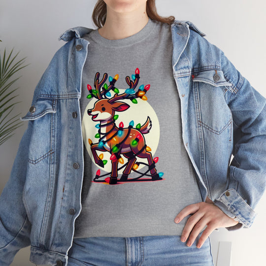 Reindeer Radiance Christmas Cheer Unisex T Shirt - Wave Fusions