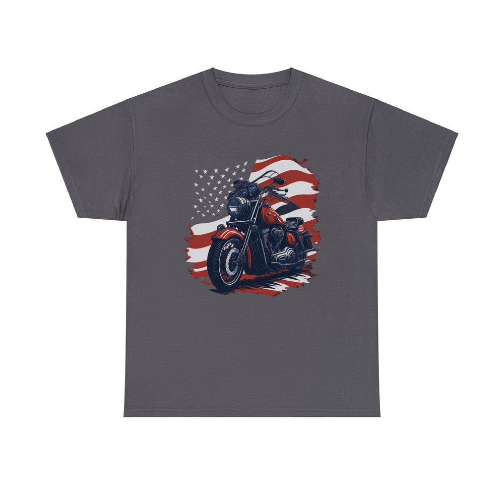 USA Flag Vintage Bike Unisex Heavy Cotton Tee - Wave Fusions