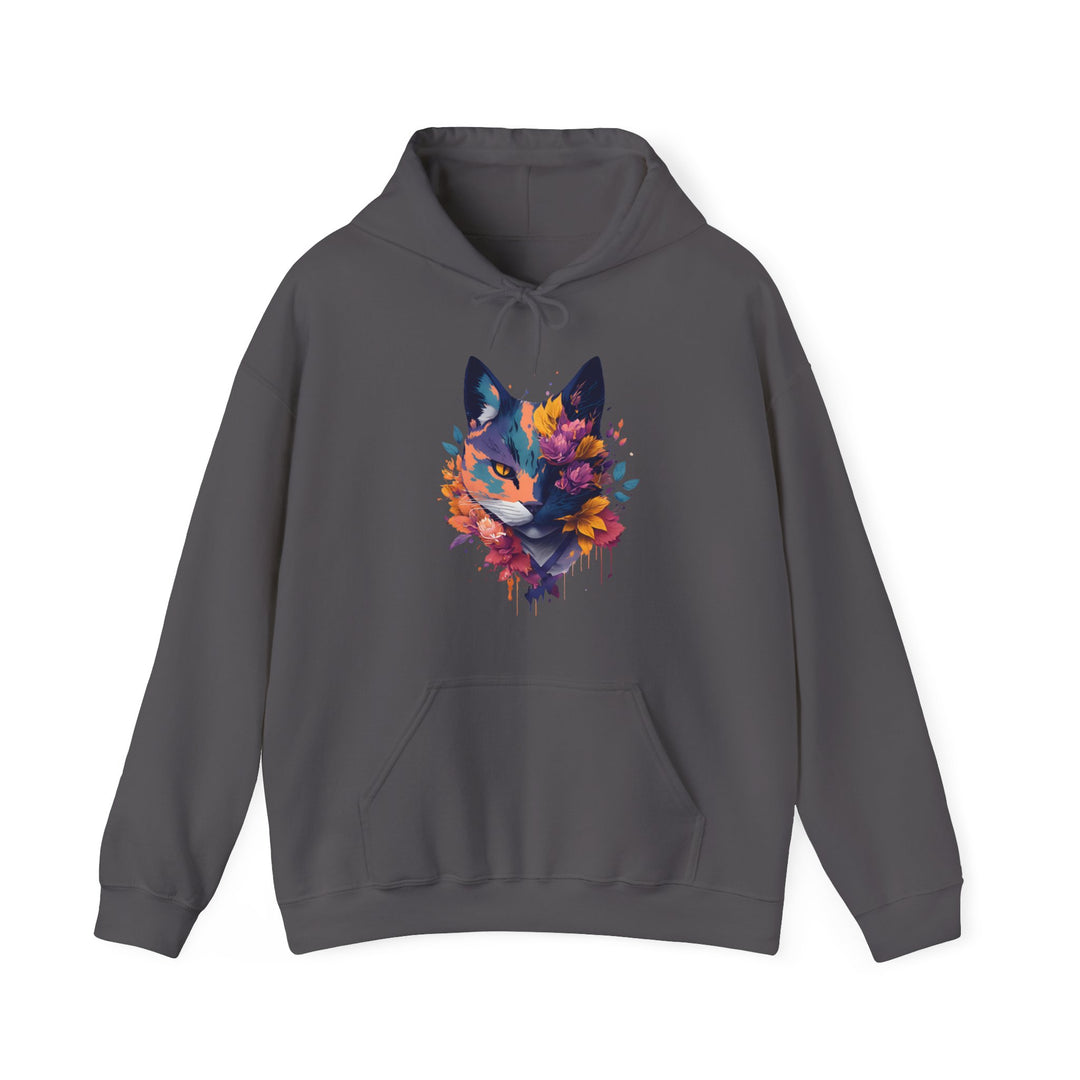 Floral Feline Grace Blossom Kitty Hoodie - Artistic Cat Flair