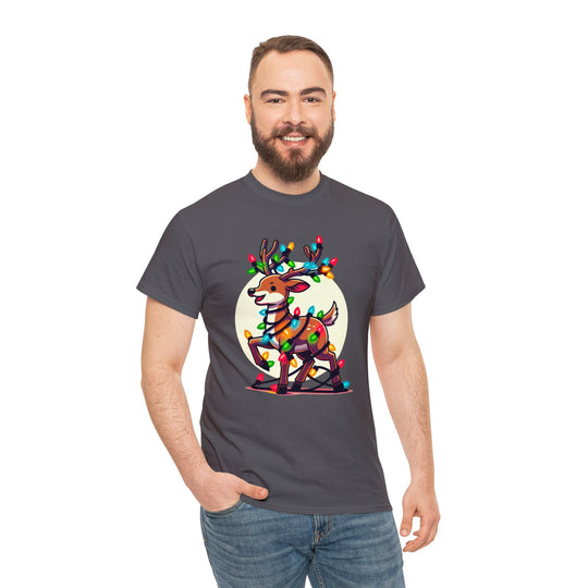 Reindeer Radiance Christmas Cheer Unisex T Shirt - Wave Fusions