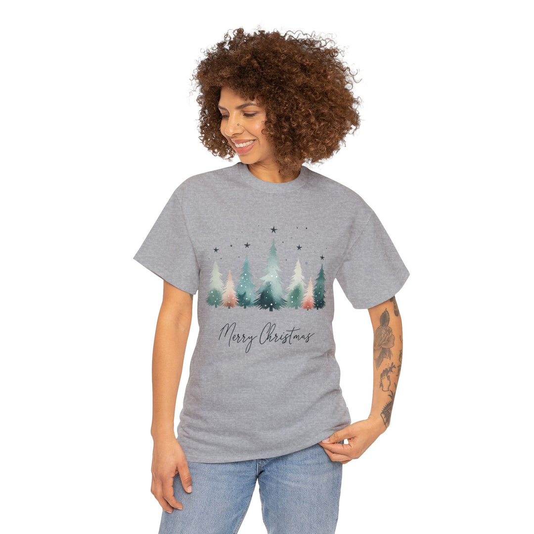 Star & Snow Cute Christmas Trees Unisex T Shirt - Wave Fusions