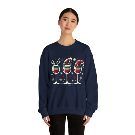 Holiday Cheer Wine Glasses Unisex Sweatshirt - Wave Fusions