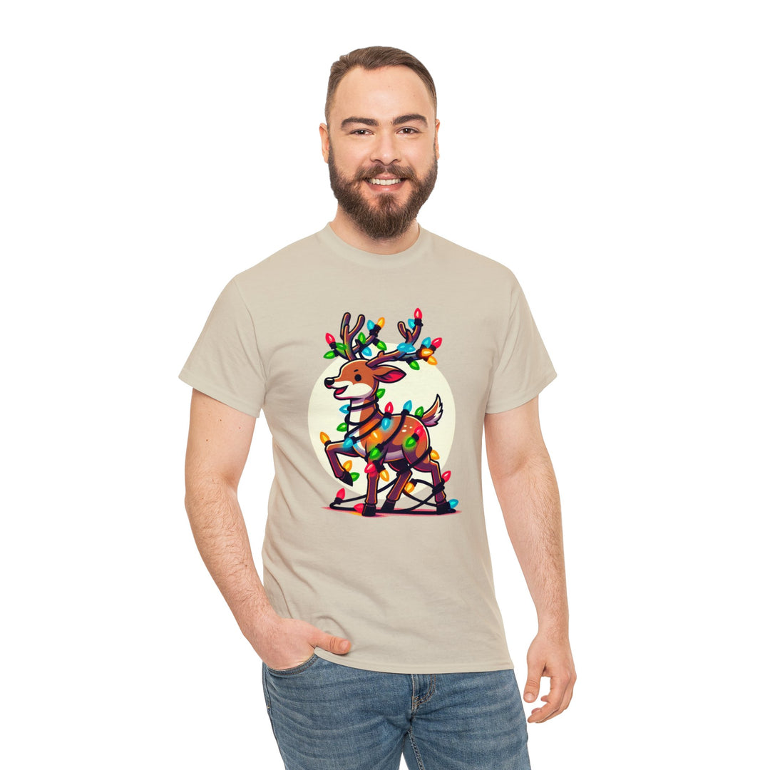 Reindeer Radiance Christmas Cheer Unisex T Shirt - Wave Fusions