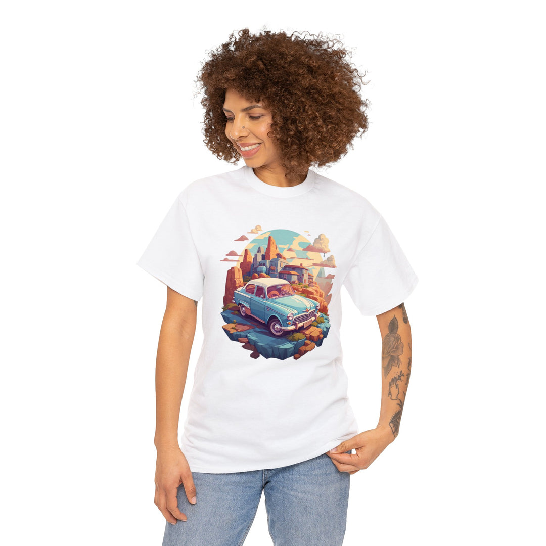 Vintage Car Sky City T-shirt - Vintage City Fashion