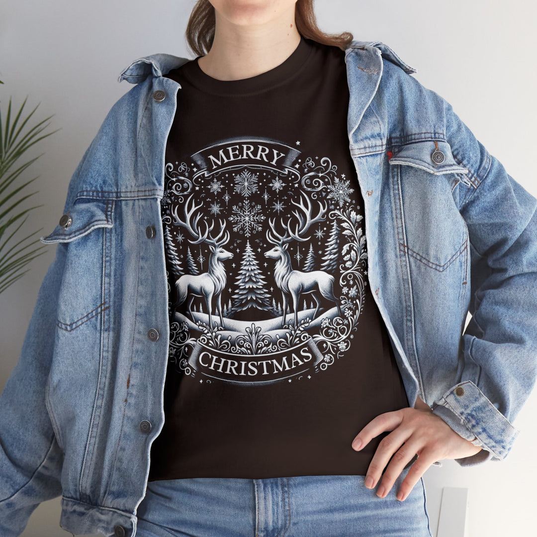 Woodland Reindeer Christmas Elegance Unisex T Shirt - Wave Fusions