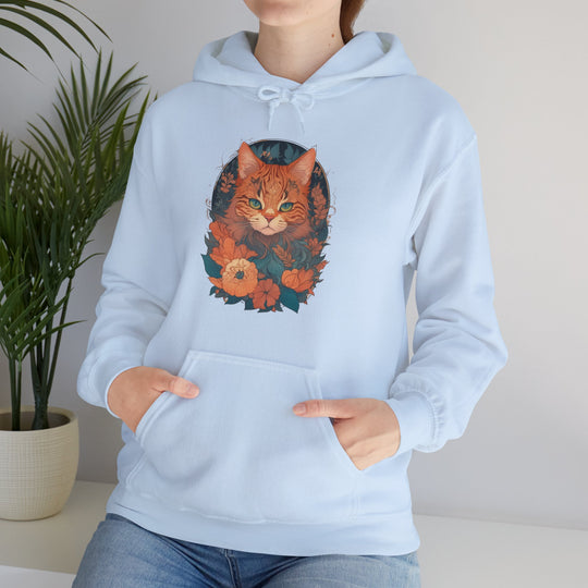 Garden Gaze Cat Petals and Paws Hoodie - Blooming Cat