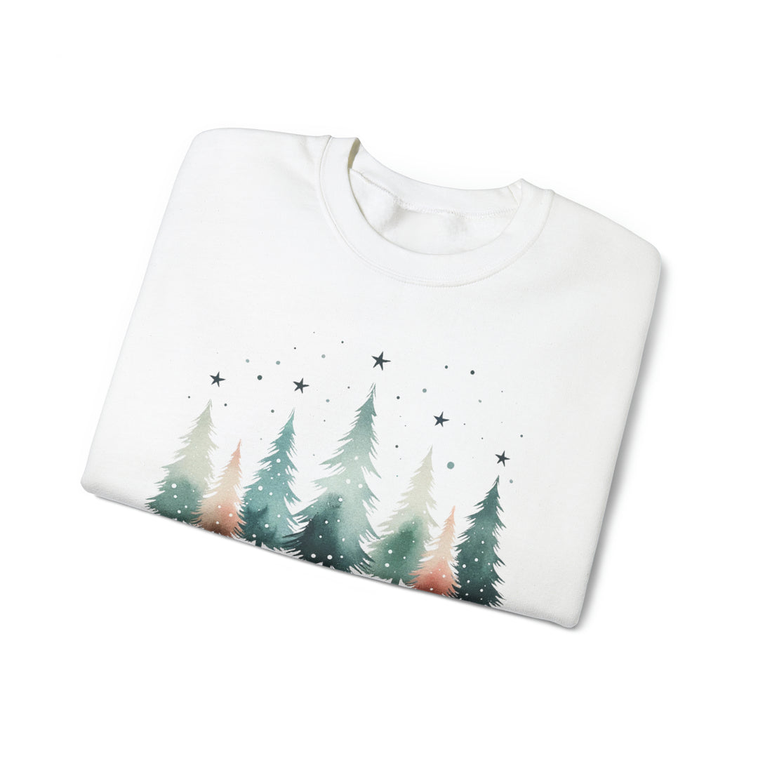 Stars & Snow Cute Christmas Trees Unisex Sweatshirt - Wave Fusions