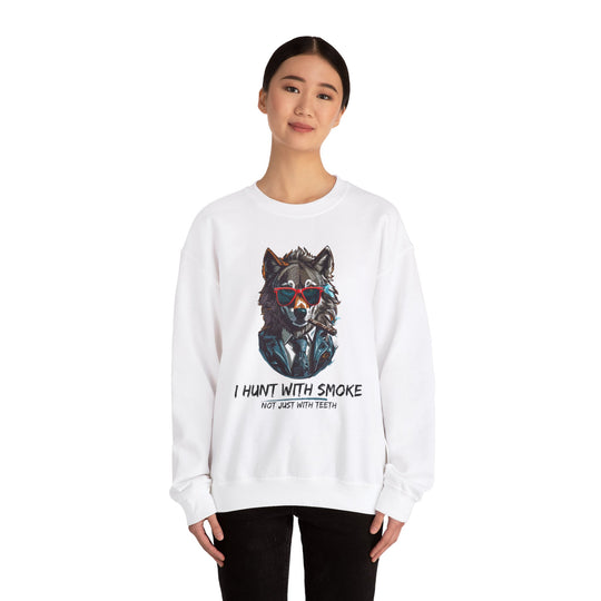 Cool Wolf Legend Sweatshirt - I Hunt With Smoke Not Just With Teeth