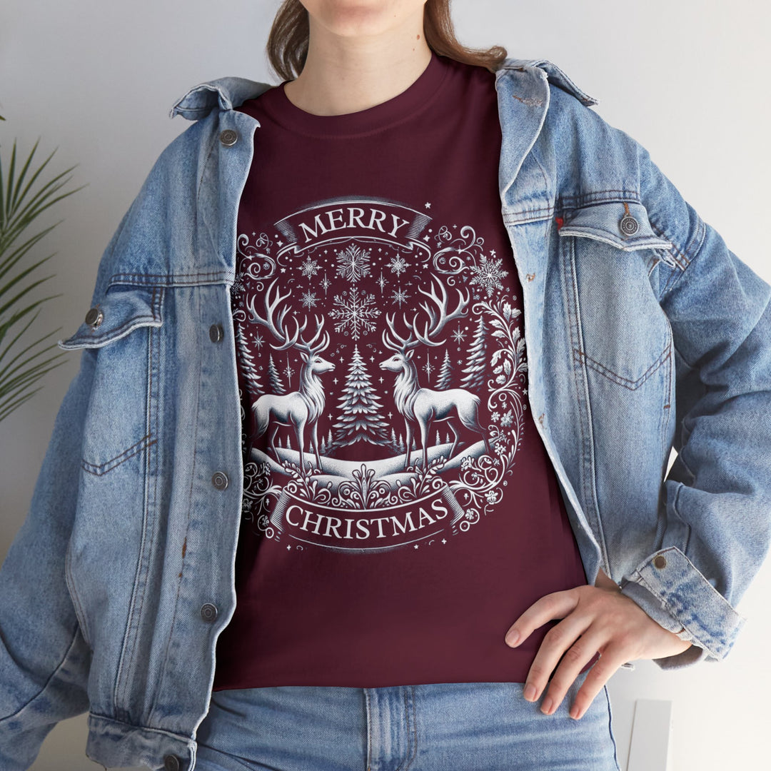 Woodland Reindeer Christmas Elegance Unisex T Shirt - Wave Fusions